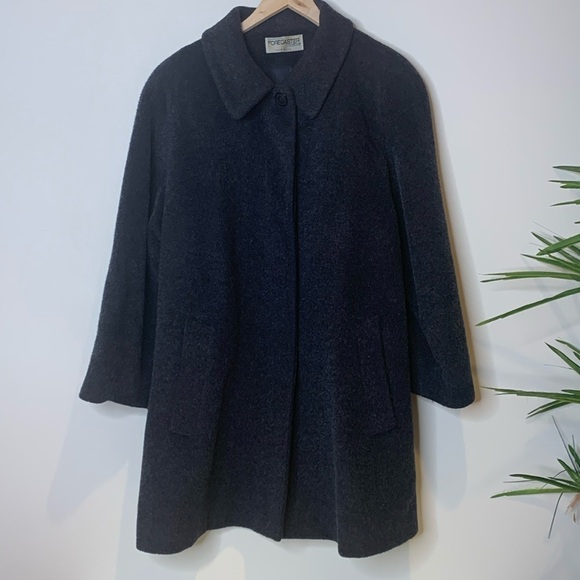 Forecaster of Boston Vintage black Gray USA Wool Mohair Blend Button Car Coat 12 - Picture 1 of 17